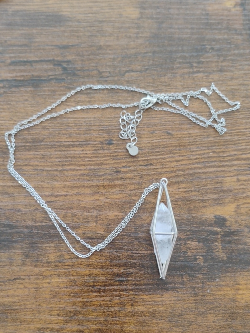 Quartz Crystal Geometric Pendant & Chain